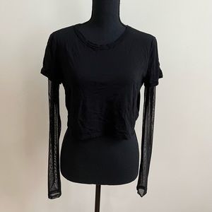 GARAGE Black Mesh Crop Top